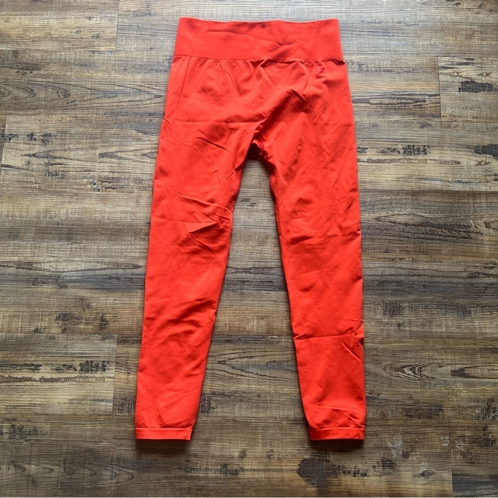 Gymshark Fit Seamless Mid Rise Activewear Leggings Red/Orange Size Medium